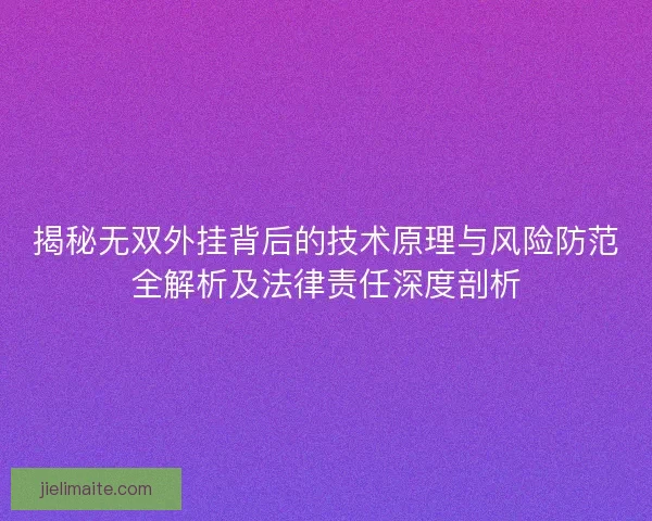 揭秘无双外挂背后的技术原理与风险防范全解析及法律责任深度剖析