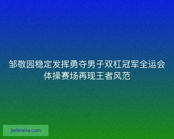 邹敬园稳定发挥勇夺男子双杠冠军全运会体操赛场再现王者风范 邹敬园稳定发挥勇夺男子双杠冠军全运会体操赛场再现王者风范